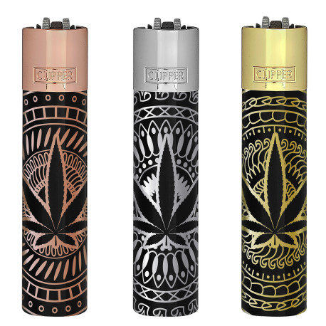 4T. Clipper «LEAVES PREMIUM» Exp. 12 encendedores con estuche de metal