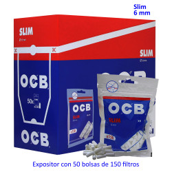 4T. Filtros «OCB» Slim 6 mm Expositor con 50 bolsas de 150 filtros