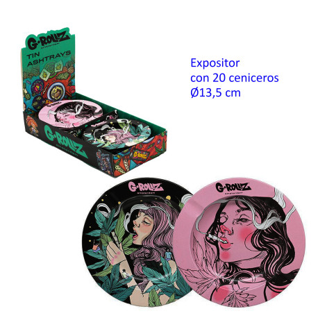 3T.  Expositor con 20 Ceniceros «G-Rollz Reflect» Ø 13,5 cm.