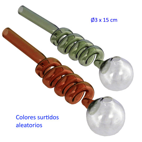 1T. 15 cm Pipa de cristal espiral