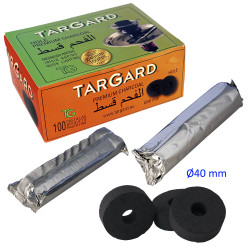 1T. Display with 10 bags of 10 charcoal «Tar Gard» sticks Ø40 mm with hole for shisha