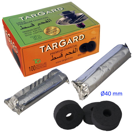 1T. Ø40 mm.Carbón vegetal «Tar Gard» con agujero Exp. con 10 paq.de 10 pastillas