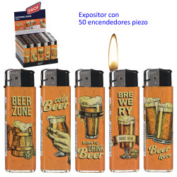 3T. Expositor con 50 encendedores piezo «Prof» Beer