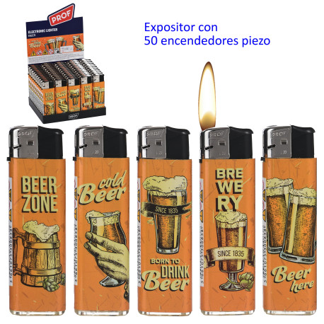 3T. Expositor con 50 encendedores piezo «Prof» Beer