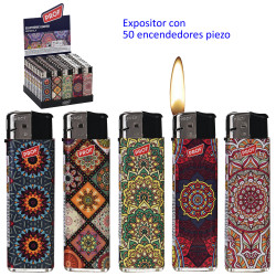 3T. Expositor con 50 encendedores piezo «Prof» Mandala