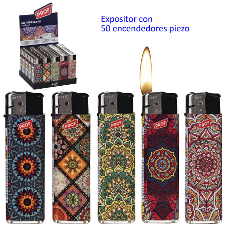 3T. Expositor con 50 encendedores piezo «Prof» Mandala