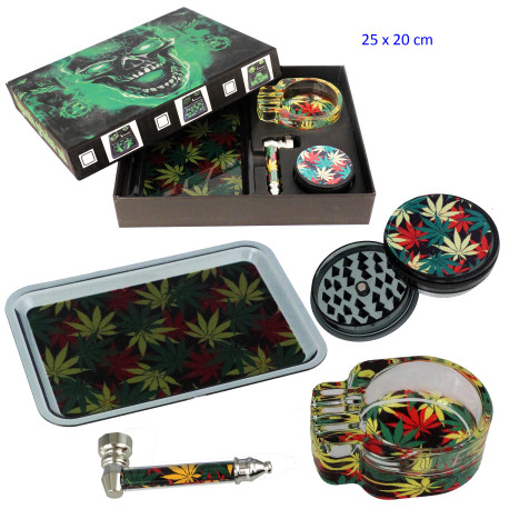 1T. Set con pipa, grinder Ø 55 mm. «Hojas»