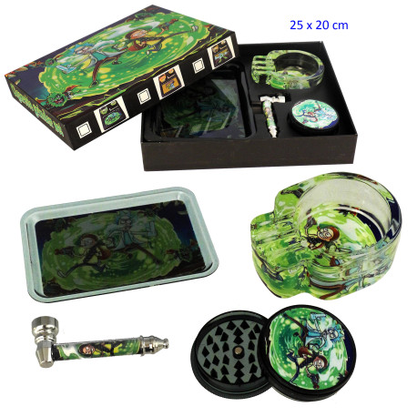 1T. Set con pipa, grinder Ø 55 mm. «Rick & Morty»