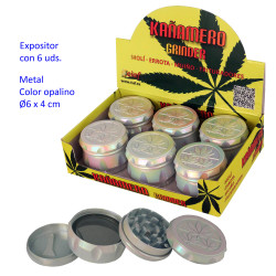 1T. Ø 6 cm. Expositor con 6 trituradores (grinders) «Kañamero» 4 partes