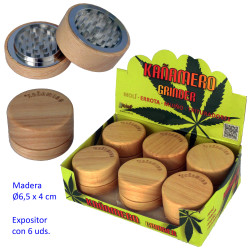 1T. Ø 6,5 cm. Expositor con 6 trituradores (grinders) «Kañamero» 2 partes