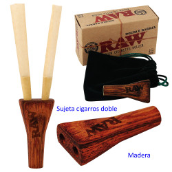 4T. «RAW» Sujeta cigarros de madera doble