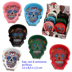 1T. Expositor con 6 ceniceros acrílicos «skull»