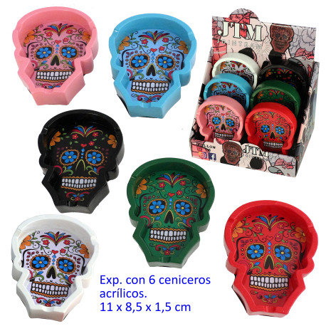 1T. Expositor con 6 ceniceros acrílicos «skull»