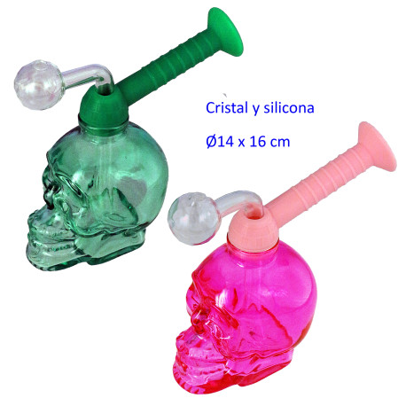 1T. 16 cm Bong de cristal y silicona colores surtidos aleatorios