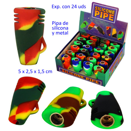 5T. Display 24 silicone pipes assorted colors