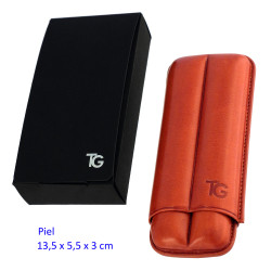 3T. Purera 2/L en piel «Habana» para 2 puros «Robusto»