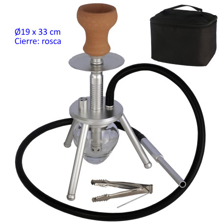 5T. 33 cm Shisha plata de aluminio con base de cristal
