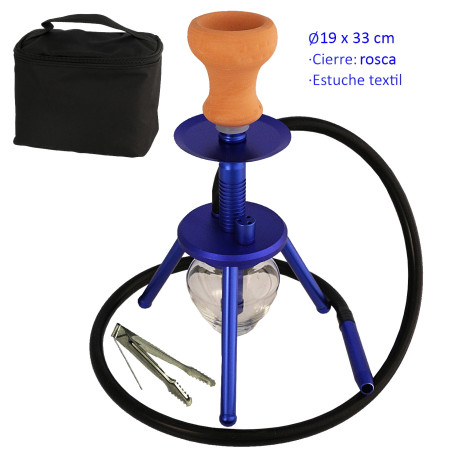 5T. 33 cm Shisha azul de aluminio con base de cristal