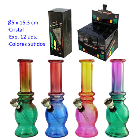1T. Expositor 12 Bong de cristal 15,3 cm colores surtidos