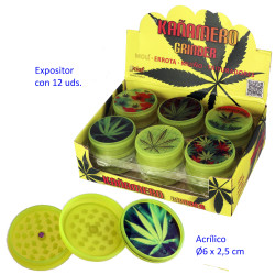 1T. Ø 6 cm. Expositor con 12 trituradores (grinders) «Kañamero» 3 partes