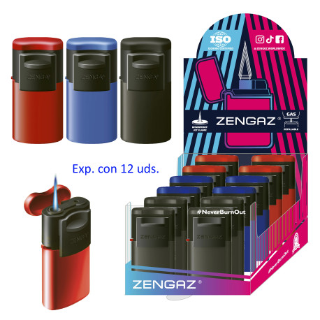 3T. Expositor con 12 encendedores turbo jet «ZL-5 SLIDER KET» colores surtidos