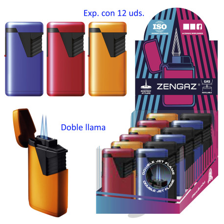 3T. Expositor con 12 encendedores turbo jet «ZL-9 TWIN JET» colores surtidos