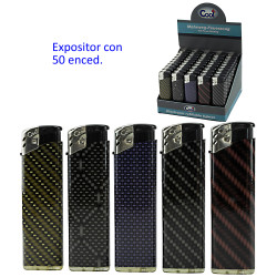 3T. Expositor con 50 encendedores piezo «COOL» Carbon