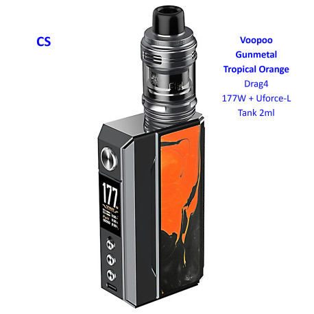 4T. Gunmetal Tropical orange Drag4 177W+Uforce-L Tank 2ml-Voopoo