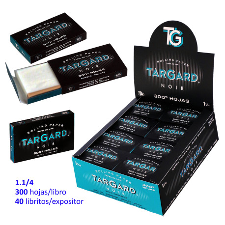 4T. 300's NOIR TG. Rolling paper «Tar Gard NOIR®300» 1 1/4. Display with 40 booklets