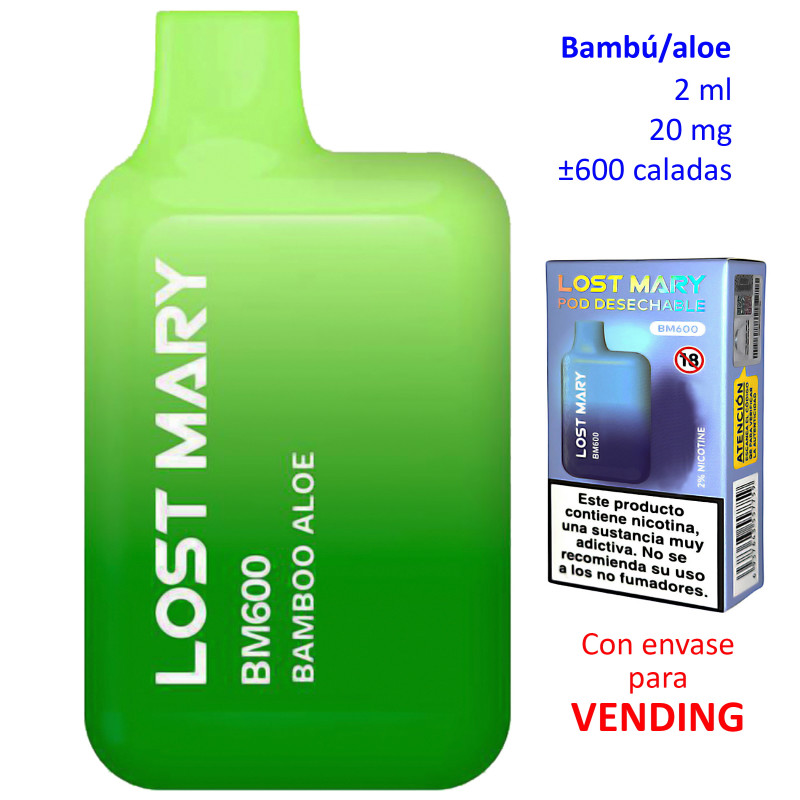 4T. «Elfbar Lost Mary 600» Bamboo Aloe 20 mg. VENDING Vaper desechable CIAF, S.L.