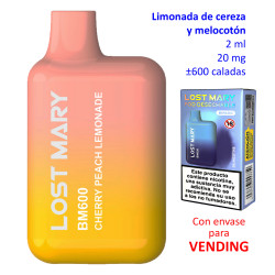 9T. Cherry Peach Lemonade 20 mg. «Elfbar Lost Mary 600» VENDING Vaper desechable