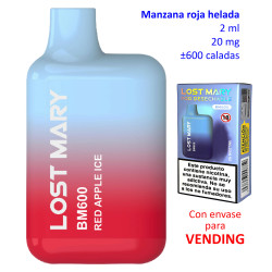 9T. Red Apple Ice 20 mg. «Elfbar Lost Mary 600» VENDING Vaper desechable