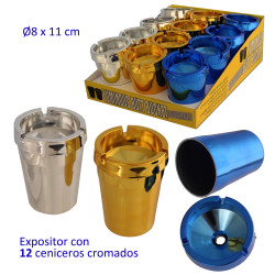 1T. Expositor con 12 ceniceros cromados para coche