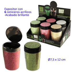 1T. Expositor con 6 ceniceros para coche acrílicos acabado brillante