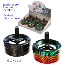 1T. Expositor con 6 ceniceros metálicos