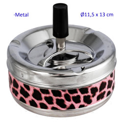 1T. Cenicero automático de metal leopard rosa