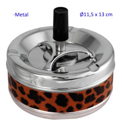 1T. Cenicero automático de metal leopard marrón
