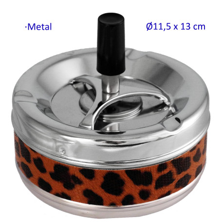 1T. Cenicero automático de metal leopard marrón