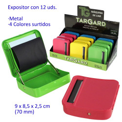 1T. Expositor con 12 máquinas de liar «TG» metálicas 70 mm. colores surtidos
