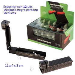 1T. Expositor con 12 máquina para llenar tubos acrílicas
