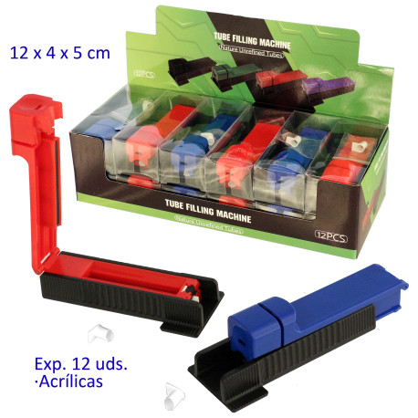 1T. Expositor con 12 máquina para llenar tubos acrílicas colores surtidos