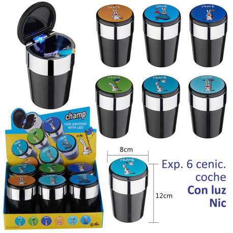 3T. Expositor con 6 ceniceros coche con led «Champ» Nic