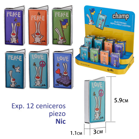 3T. Expositor con 12 encendedores piezo «Champ» Nic