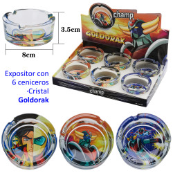 3T. Expositor con 6 ceniceros de cristal redondos  «Champ» Goldorak