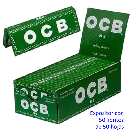 4T. «OCB» «X-Pert» Green Expositor con 50 libritos con 50 hojas de papel de liar