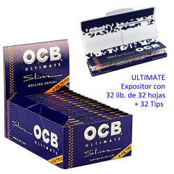 4T. «OCB» slim ULTIMATE + Tips Expositor 32 libritos de 32 hojas + 32 tips