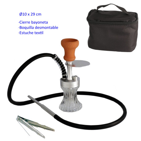 5T. 29 cm Shisha plata de aluminio con base de cristal