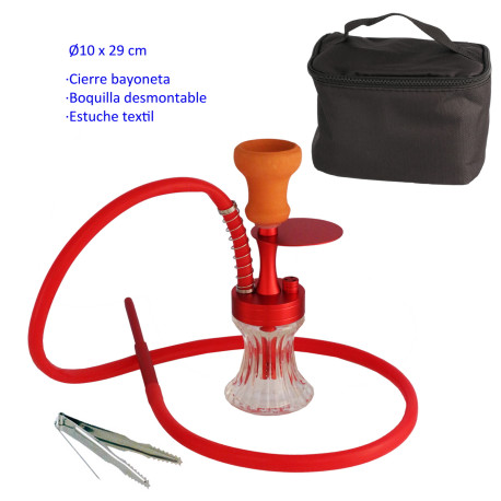 5T. 29 cm Shisha roja de aluminio con base de cristal