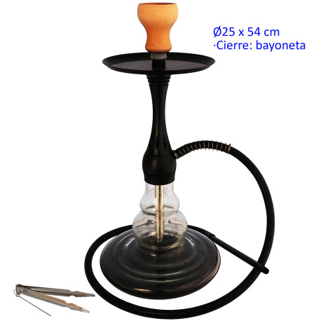 5T. 54 cm Shisha negra de aluminio con base de cristal