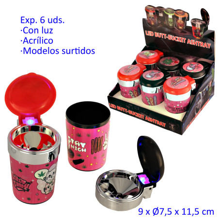 1T. Expositor con 6 ceniceros para coche con luz